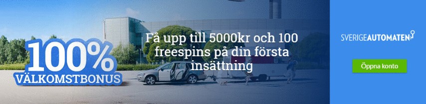 Sverigeautomaten nätcasino 100% upp till 5 000 kronor i casino bonus