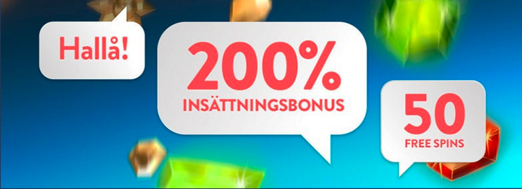 Betspin Nätcasino välkomstbonus 200% bonus och 50 frisnurr