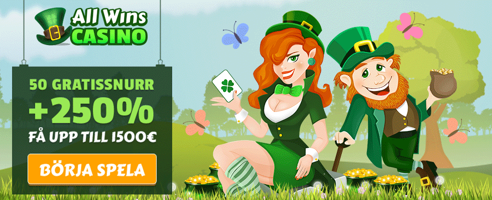 All Wins nätcasino välkomstpaket - 50 gratis snurr samt 250% extra i casinobonus