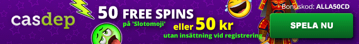 CasDep nätcasino no deposit bonus - 50 kr gratis vid registrering