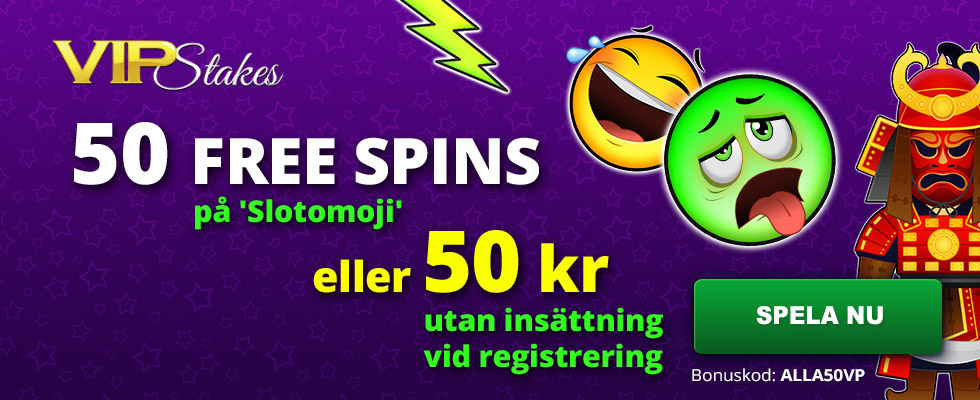 VIP Stakes nätcasino 50 kronor utan insättning