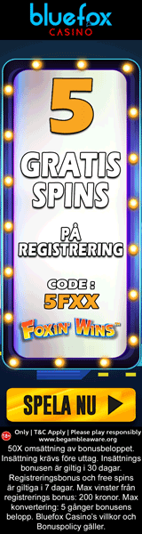 Blue Fox nätcasino gratis erbjudande Blue Fox nätcasino gratis erbjudande - 5 free spins vid registreing