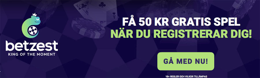 Betzest casino ger dig 50 kr gratis när du registrerar dig